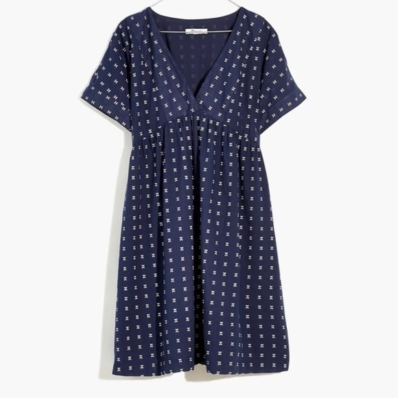 New Madewell V Neck Dolman-Sleeve Mini Dress Textured Dot - Picture 2 of 8